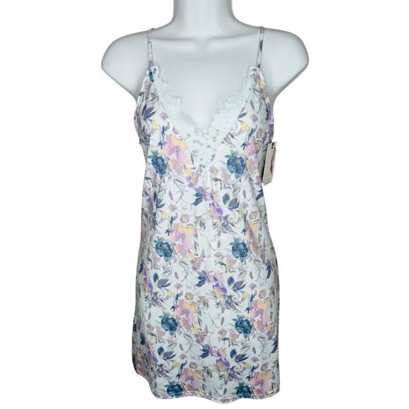 NWT Jessica Simpson Chemise M Sleepwear Lounge Blue Lace Adjustable Straps - Picture 1 of 11